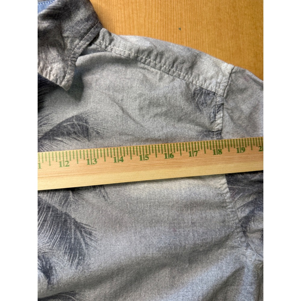 Tommy Bahama Relax Mens Medium Grey Palm Tree Tropical Cotton Tencel Shirt - Picture 6 of 7